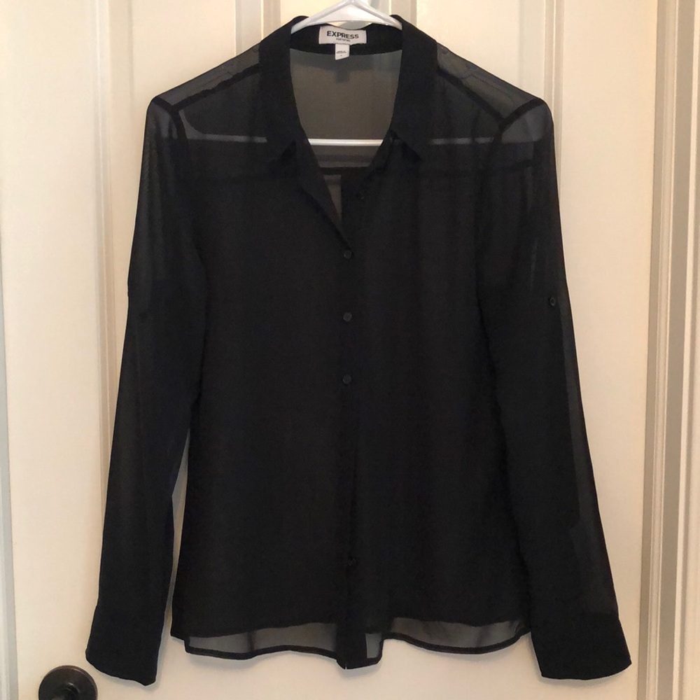 Sheer Black button down Shirt